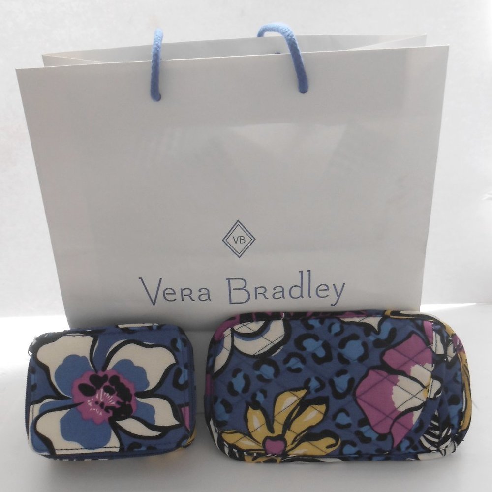 Vera Bradley African Violet Flower Design Pill Case & Eyeglass/Sunglasses Case
